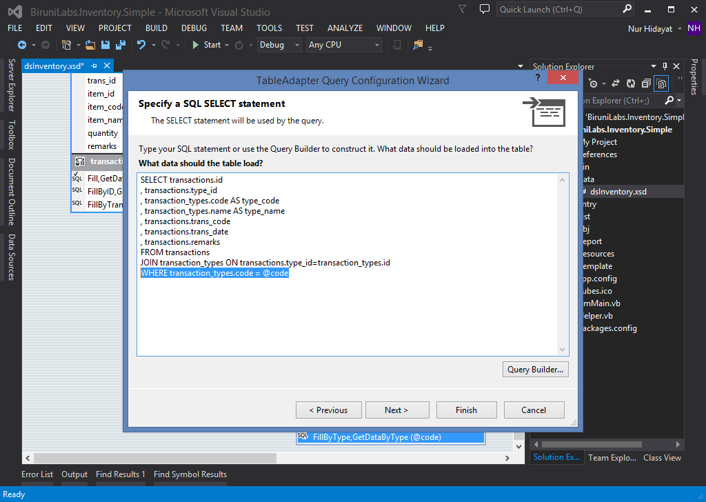 Persiapkan Data Access Layer Add Tambah Query By Tipe Jenis Transaksi