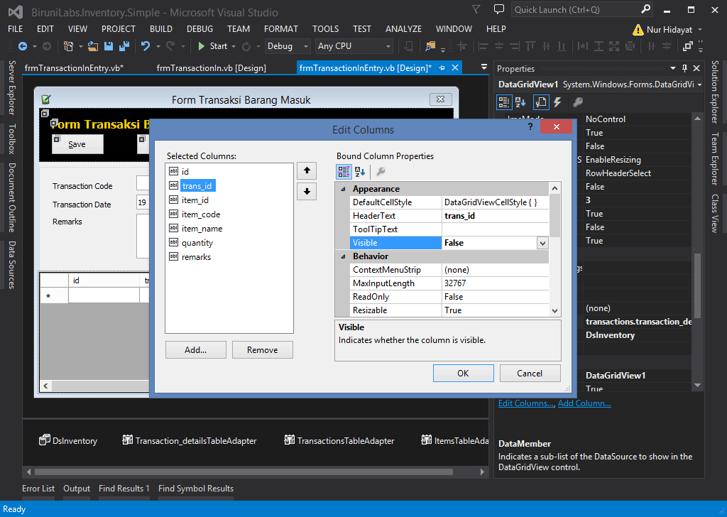 Desain Form Entri Transaksi Barang Masuk User Inteface Design