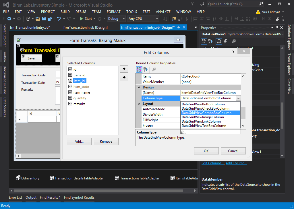 Desain Form Entri Transaksi Barang Masuk User Inteface Design