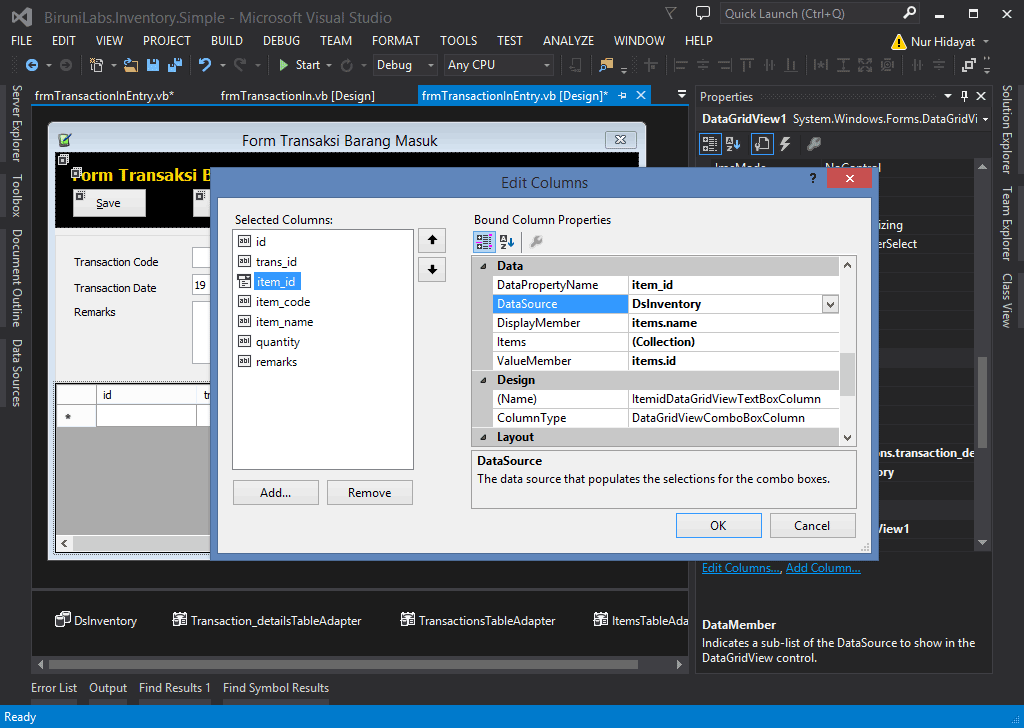 Desain Form Entri Transaksi Barang Masuk User Inteface Design