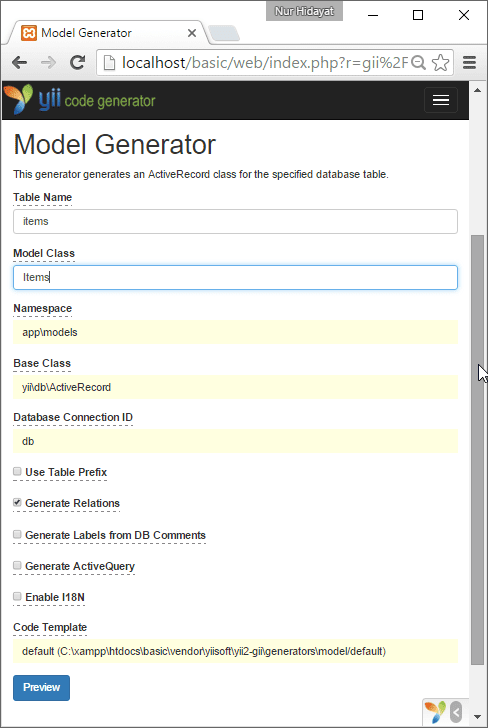 Aplikasi Persediaan Barang (Sistem Inventory) Menggunakan Yii2 Gii Models Generator